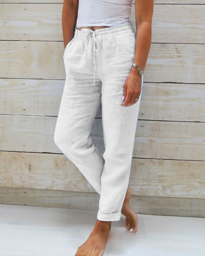 MORKA | Cotton And Linen Elasticated Trousers