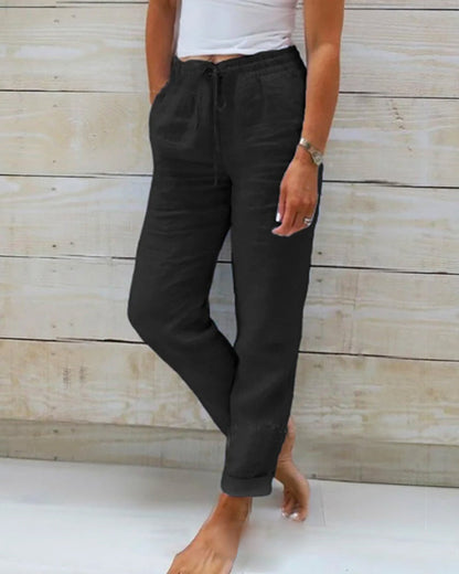 MORKA | Cotton And Linen Elasticated Trousers