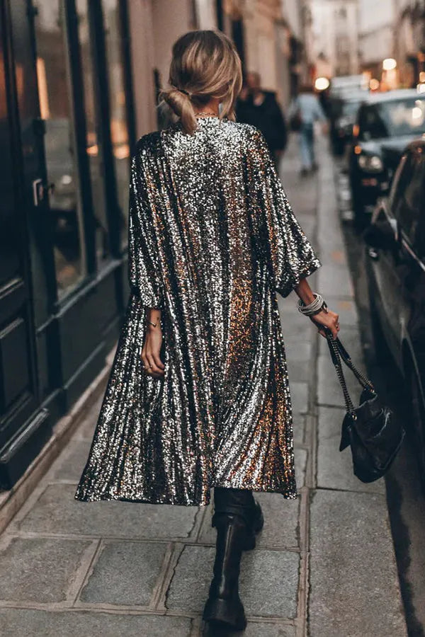 Disco Glamor Sequin Kimono With Bell Sleeves