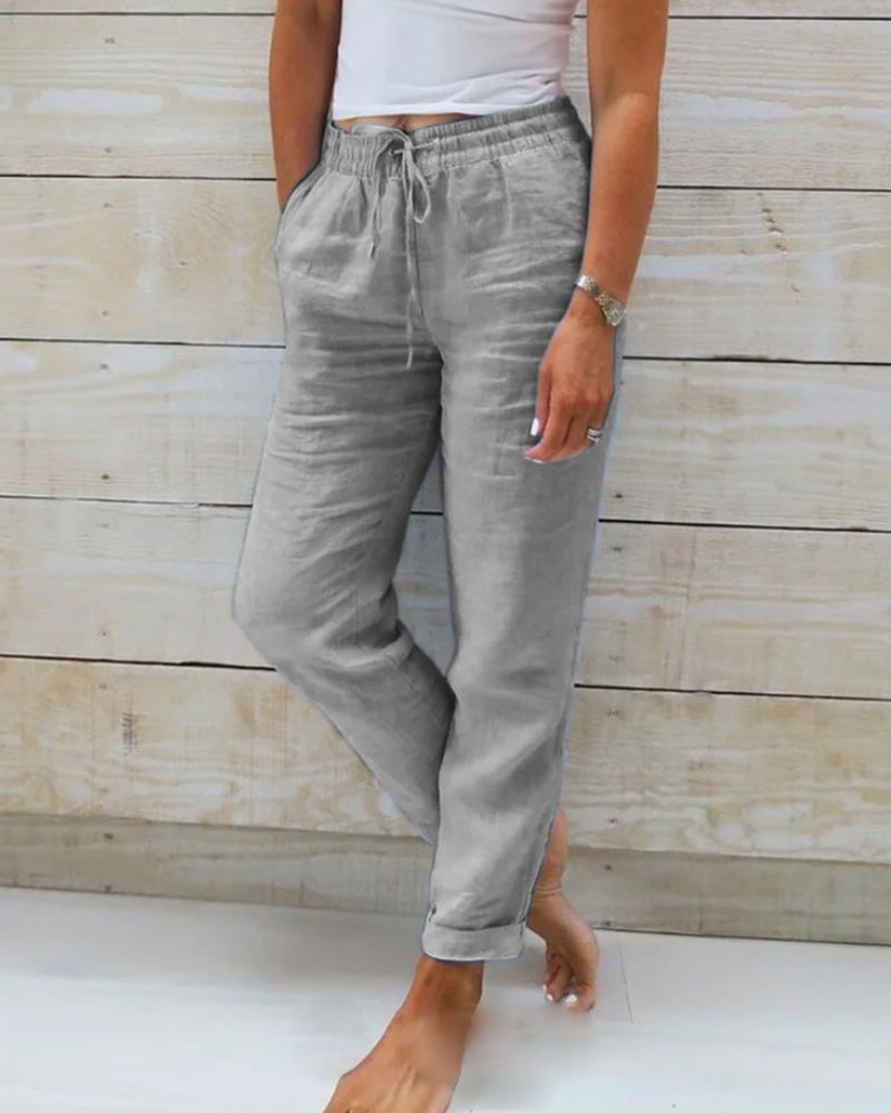 MORKA | Cotton And Linen Elasticated Trousers