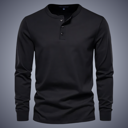 Modern henley collar long sleeve shirt