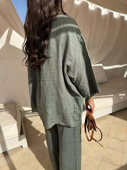 Casual Linen Set - Trousers and Shirt