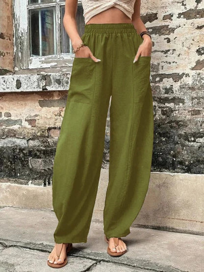 Women's Pocket Casual Elastic Pants