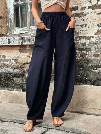 Women's Pocket Casual Elastic Pants