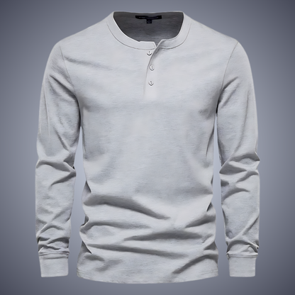 Modern henley collar long sleeve shirt