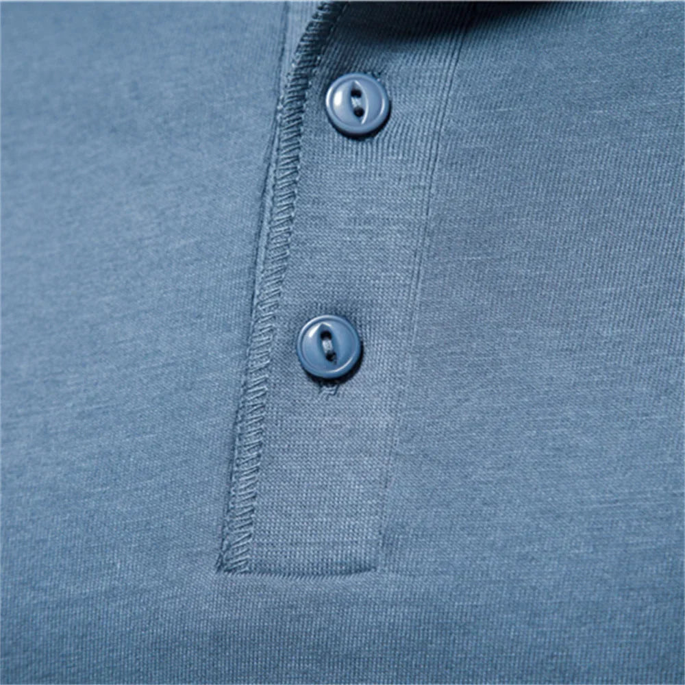 Modern henley collar long sleeve shirt