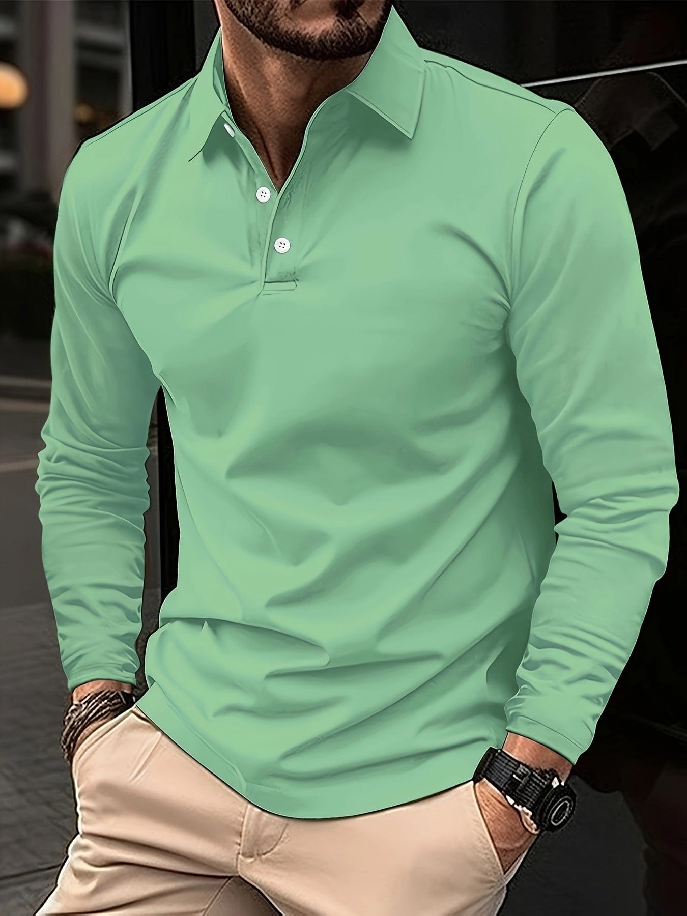 Theobald - Men's long sleeve polo shirt